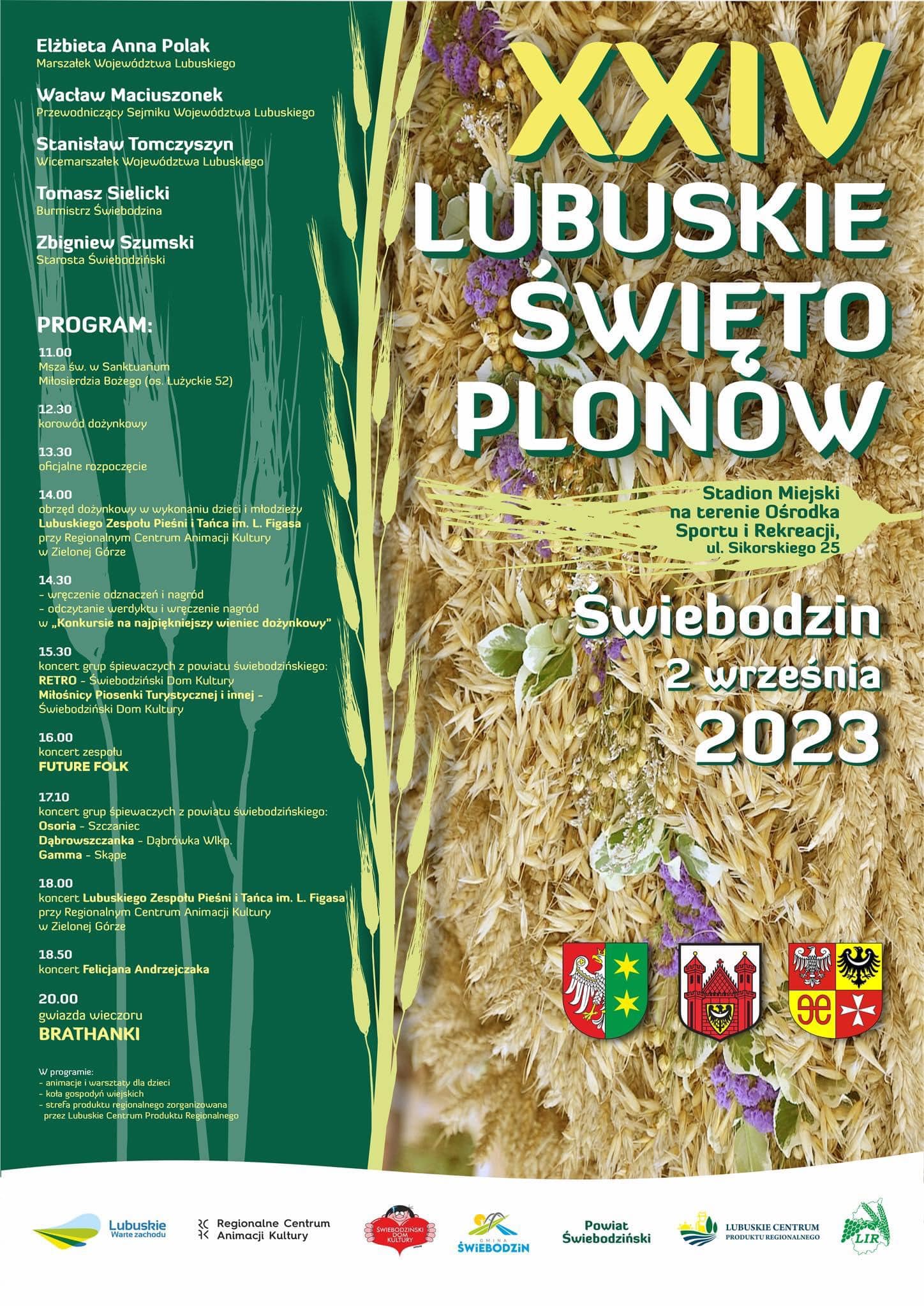 lubuskie święto plonów 2023 z programem